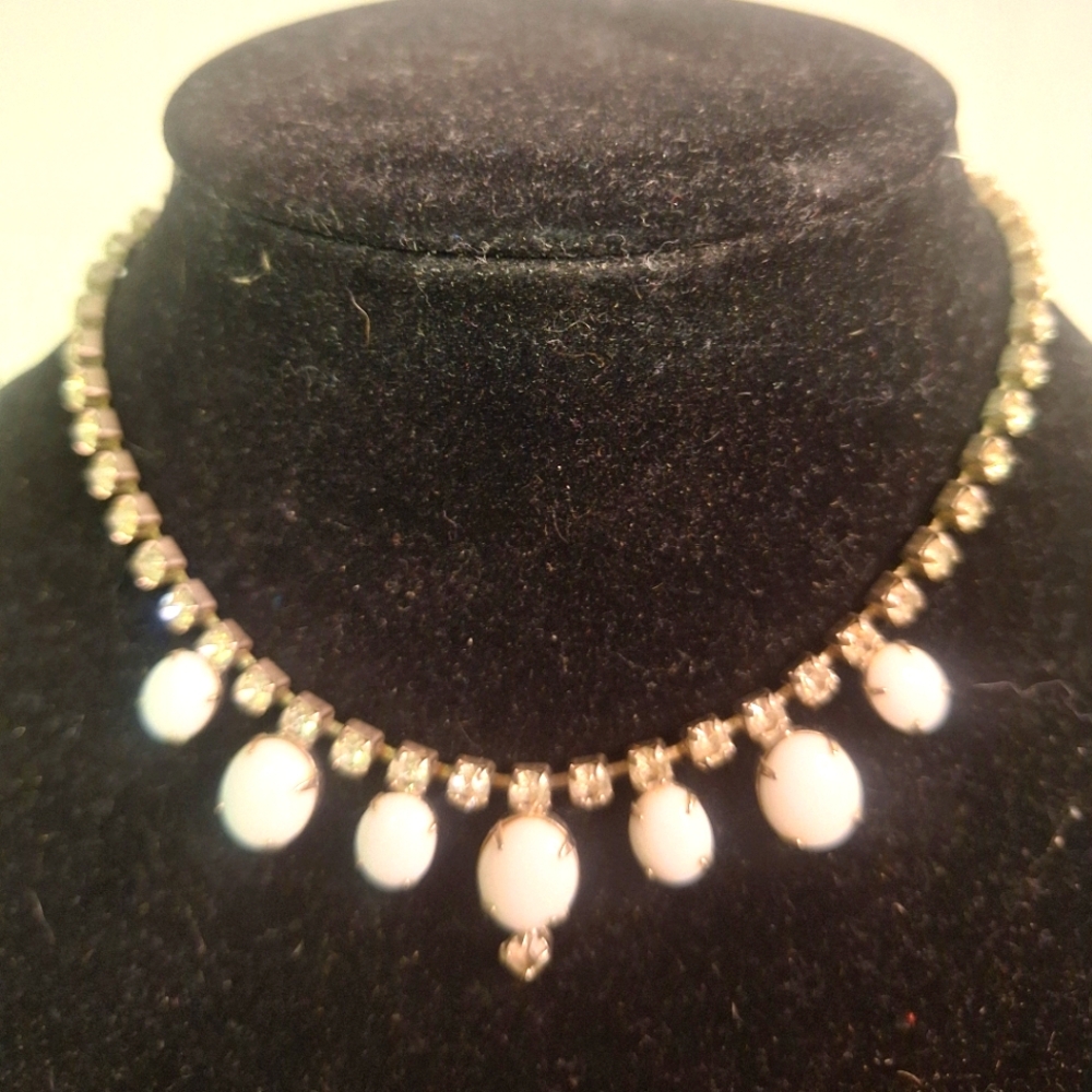 Vintage 80s Milk Glass W/Sequins Coaker